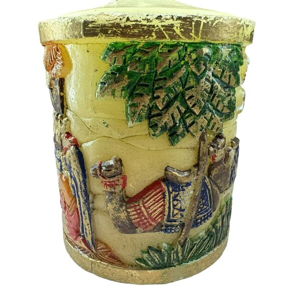 Nativity Pillar Candle Molded Handpainted Christmas Holy Family Wise Men Angels - Picture 4 of 6